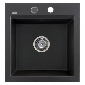 Chiuveta De Bucatarie Kernau, Model Modern Din Granit 47x50cm, Culoare Negru Metalizat