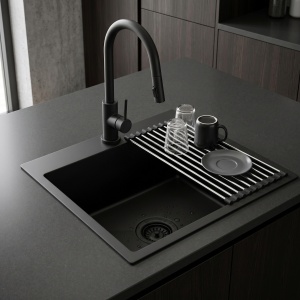 Chiuveta din inox cu set de accesorii Rea Leo Black 50 cm - Img 3