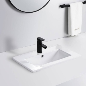Chiuveta incastrata PRO LACUS, Dimensiuni 61 cm x 40 x 12 cm, Ceramica Sanitara, gaura baterie, Alb - Img 5