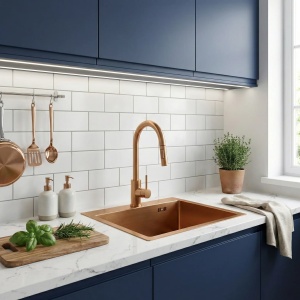 Chiuvetă inox pentru bucatarie Leo 40 Brush Copper - Img 4