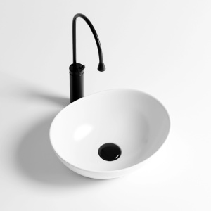 Chiuveta lavoar oval cu montaj pe blat, din ceramica alba, Lumo White Gloss 50 x 37 cm - Img 5
