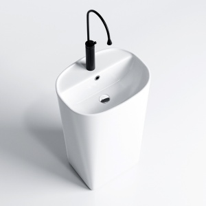 Chiuveta ovala independenta tip piedestal din ceramica alba Claro 49 x 37 cm - Img 3
