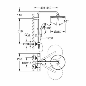 Coloana de dus cu baterie termostatata negru mat Grohe Vitalio Start 250 - Img 3