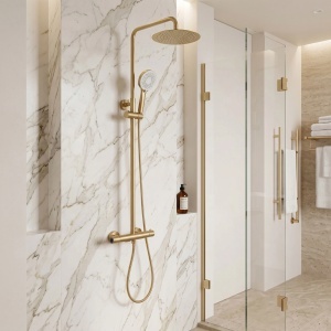 Coloana de dus cu termostat Rea Drop Brush Gold - Img 8