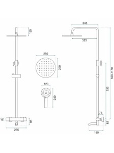 Coloana de dus cu termostat REA Lungo Copper Brush - Img 4