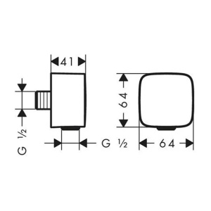Cot conector dus Hansgrohe FixFit cu valva antireflux negru mat - Img 2