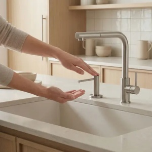 Dispenser detergent cu fixare pe chiuveta Rea DEX Brush Nickel - Img 2