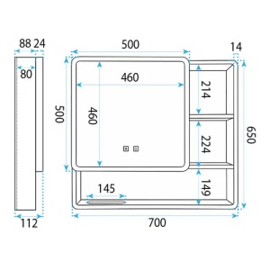 Dulap cu oglindă LED M1016-70, 70 x 65 cm - Img 7