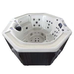Jacuzzi de gradina alb, rotund exterior antracit PRO 107 pentru 6 persoane 220 x 200 x 97 cm - Img 5