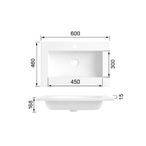 Lavoar baie incastrat din conglemerat, cu gaura baterie, alb, Veldman Lotus 60 x 46 cm - Img 6