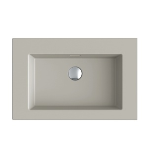 Lavoar baie incastrat din conglemerat, fara gaura baterie, bej mat, Veldman Lotus 60 x 46 cm - Img 2