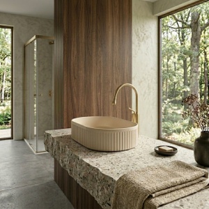 Lavoar ceramic cu caneluri Veldman Verona 58 Bej Mat - Img 2