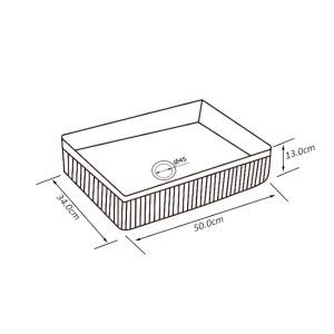 Lavoar ceramic dreptunghiular cu caneluri si cu fixare pe blat Aura White Gloss 50 x 34 cm - Img 11