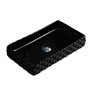 Lavoar ceramic dreptunghiular cu caneluri si montaj pe blat Pearl Black 60 x 34 cm - Img 6
