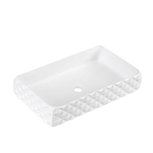 Lavoar ceramic dreptunghiular cu caneluri si montaj pe blat Pearl White 60 x 34 cm - Img 6