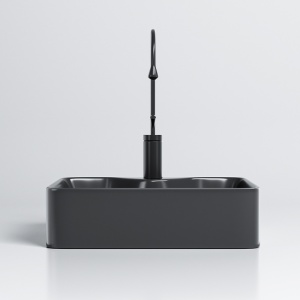 Lavoar ceramic dreptunghiular cu montaj pe blat Elise Black Gloss 48 x 37 cm - Img 5