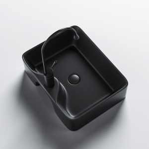 Lavoar ceramic dreptunghiular cu montaj pe blat Elise Black Matt 48 x 37 cm - Img 4