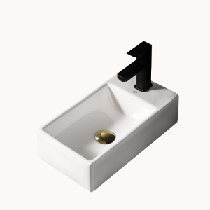 Lavoar ceramic dreptunghiular cu montaj pe blat Luci White Gloss 40 x 20 cm - Img 10