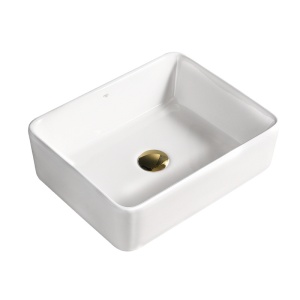 Lavoar ceramic dreptunghiular cu montaj pe blat Luxo White Gloss 41 x 31 cm - Img 6