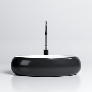 Lavoar ceramic oval cu interior alb si montaj pe blat Cari Black Gloss 60 x 40 cm - Img 4