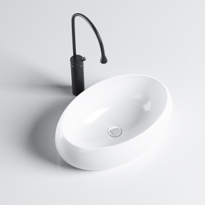 Lavoar ceramic oval cu montaj pe blat Cari White 50 x 31 cm - Img 3