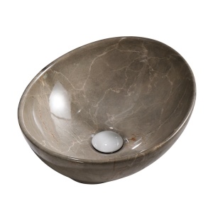 Lavoar ceramic oval cu montaj pe blat Lumo Beige Gloss 33 x 45 cm - Img 3