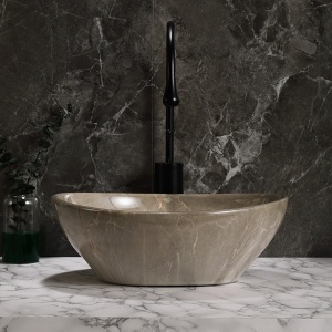 Lavoar ceramic oval cu montaj pe blat Lumo Beige Gloss 33 x 45 cm - Img 13
