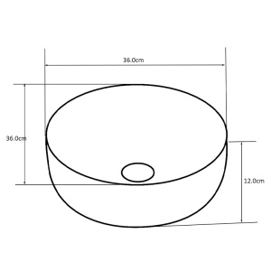 Lavoar ceramic rotund cu montaj pe blat Lava Black Matt 36 x 36 cm - Img 11