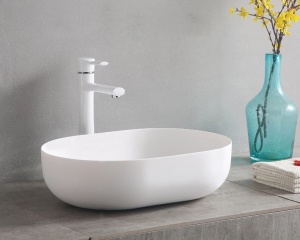 Lavoar de blat ANNA SLIM, Dimensiuni 61 x 41 x 13.5 cm, Forma Ovala, Ceramica sanitara, Alb - Img 10