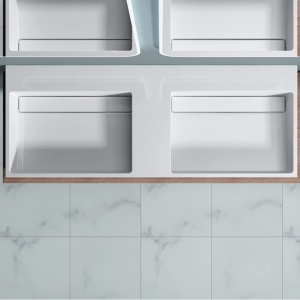 Lavoar De Blat Dublu PRO CASPIO WHITE, diferite dimensiuni , Cu 1/2 Gauri pentru Baterie sau fara Gaura Baterie, Conglomerat, 120 cm, Alb - Img 5