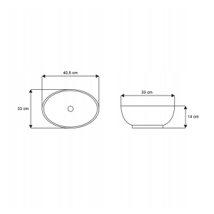 Lavoar De Blat PRO VERA GR, Montaj Pe Blat, Dimensiuni 40 X 33 X 14 Cm, Design Deosebit, Forma Ovala, Ceramica Sanitara, Marmura/Gri - Img 3