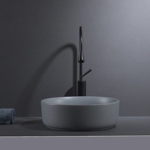 Lavoar De Blat PRO VERONA, Dimensiuni 36 X 36 X 12 Cm, Forma Rotunda, Ceramica Sanitara, Gri Inchis - Img 2
