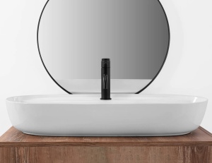 Lavoar De Blat REA AURA 81, Dimensiuni 81 X 41 X 14 Cm, Montaj Pe Blat, Forma Ovala, Ceramica Sanitara, Alb - Img 2