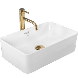 Lavoar De Blat REA BERTA 48, Dimensiuni 48.5 X 31.5 X 4.51 Cm, Montaj Pe Blat, Design Deosebit, Ceramica Sanitara, Alb - Img 1