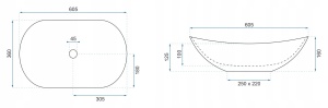 Lavoar De Blat REA ROYAL 60, Dimensiuni 60.5 X 36 X 16 Cm, Forma Ovala, Ceramica Sanitara, Negru - Img 6