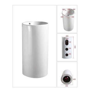 Lavoar freestanding Fluminia Athos alb 40 cm - Img 3