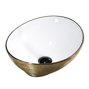 Lavoar oval cu montare pe blat culoare auriu periat Lumo 33 x 40 cm