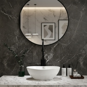 Lavoar oval din ceramica cu fixare pe blat Lumo White Gloss 40 x 33 cm - Img 2