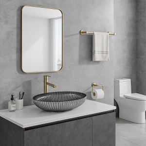 Lavoar oval din sticla cu caneluri Brillant Platinium Black Gloss 51 x 35 cm - Img 14