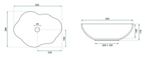 Lavoar pe blat asimetric maro Rea Pearl Ombre - Img 10