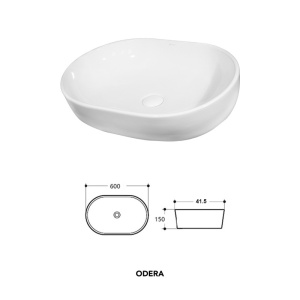 Lavoar pe blat Fluminia, Odera, oval, 60 x 41.5 cm, alb - Img 2