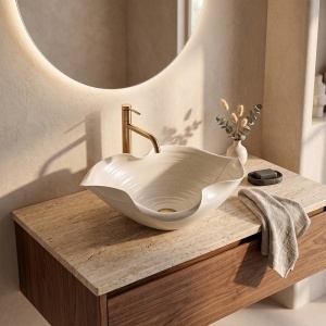 Lavoar pe blat Rea HM-02 Handmade ART din ceramica - Img 4