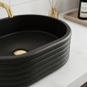 Lavoar pe blat Rea Nicoletta Black negru mat compozit - Img 4