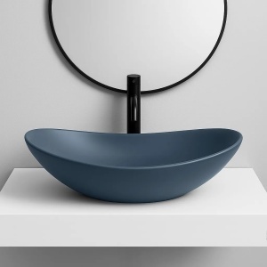Lavoar pentru blat oval cu finisaj mat Rea Royal Blueberry Matt albastru - Img 4