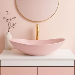 Lavoar pentru blat oval cu finisaj mat Royal Powder Pink Matt roz