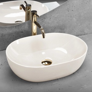Lavoar pentru blat Rea Lisa ,Dimensiune 49cm, Culoare Ecru Shiny - Img 3