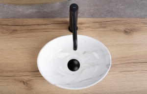 Lavoar pentru blat Rea Sofia, Cloudy Mini, Design Modern, Imitatie de Piatra - Img 7