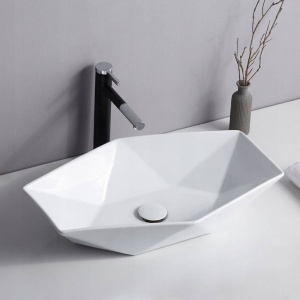 Lavoar REA VEGAS WHITE, Dimensiuni 57 x 37 X 14 cm, Montaj Pe Blat, Design Deosebit, Ceramica Sanitara, Alba - Img 4