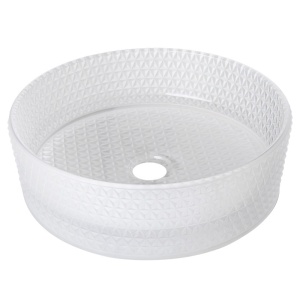 Lavoar rotund din sticla alb-transparenta si texturata cu montaj pe blat Brillant 40 x 12 cm - Img 9