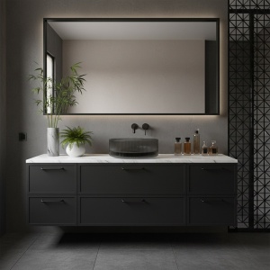 Lavoar rotund din sticla frezata cu caneluri si montaj pe blat Brillant Black 36 x 12 cm - Img 13